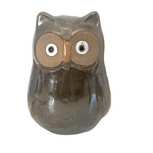 Cute Pottery Earthenware Brown Owl Statue Figurine 8” Tall Home Decor Birds